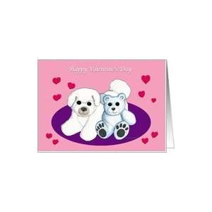  Bichon Frise Dog & Teddy Bear Valentine Card Health 