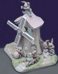 Ceramic Bisque Easter Bunny Windmill electric included  