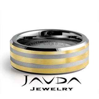 Mens Tungsten Wedding Band Ring 8mm Gold Plated SIze 6  