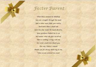 FOSTER PARENT   Personalised Poem (Laminated Gift)  