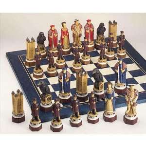   White Tower Hand Decorated Crushed Stone Chess Pieces Toys & Games