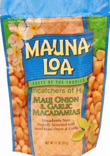 Maui Onion & Garlic Mauna Loa Macadamia Nuts 11 oz Stand Up Resealable 