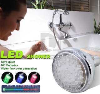   Temperature Sensor 3 Color LED Light Glow Water Shower Head Bathroom