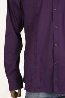NEW MENS REPORT COLLECTION PURPLE STRETCH L/S SHIRT XL  