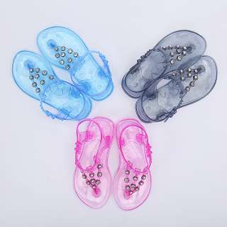   Detailed Jelly Sandals T strap Flat Thong Shoes BOY GIRL  