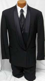 Mens Double Breasted Shawl Tuxedo Jacket & Black Vest  