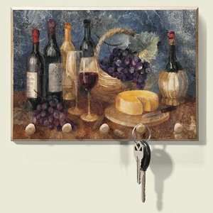 Wine & Cheese Wood Key Holder
