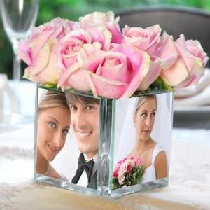   ) Glass Photo Picture Cube Vase Wedding Centerpieces 