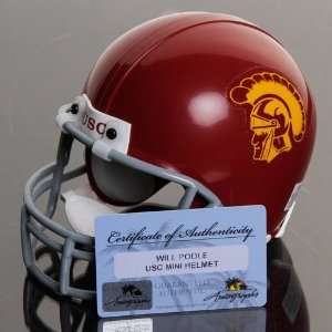  Riddell USC Trojans #28 Will Poole Autographed Mini Helmet 