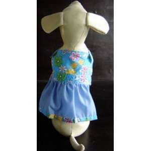  BLUE SUMMER DRESS WITH FLOWERS