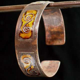 Silver Scroll Copper and Bronze Cuff   Chile Bracelets WorldofGood 