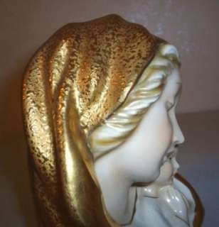 VINTAGE ITALY 22K WEEPING GOLD MADONNA CHILD POTTERY  