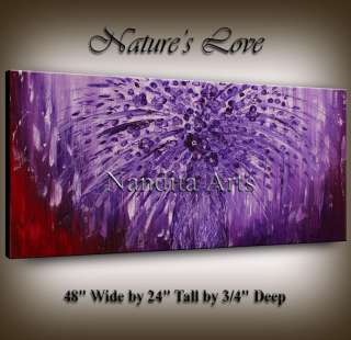 Texture Art abstract oil painting purple contemporary wall art flower 