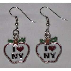   Heart Love New York Big Apple Dangling Earrings New York City Jewelry