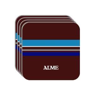 Personal Name Gift   ALME Set of 4 Mini Mousepad Coasters (blue 