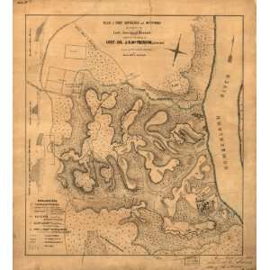  Civil War Map Plan of Fort Donelson and outworks 