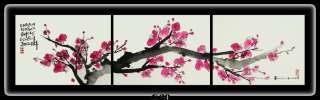 Horizontal Set of 3 canvases Medium Oriental ink, water color Size 