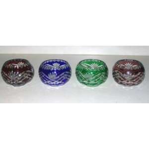   Art Cut Crystal Glass Rose Votive Candle Holders 