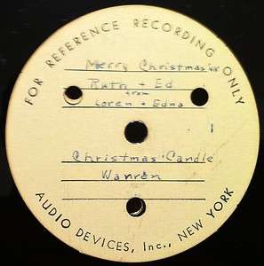 UNKNOWN Private 12 78 Rpm ACETATE Merry Christmas 1948  