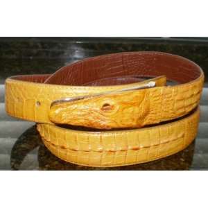  Leather Snake Belt Yellow 42   46 Waist 