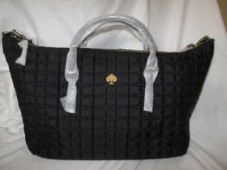 NWT KATE SPADE BLACK QUILTED SIGNATURE LARGE TRAVEL RILEY WEEKEND BAG 