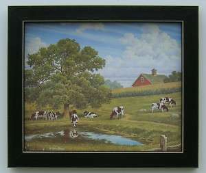 Cows Country Waterhole Framed Country Cow Picture Print  
