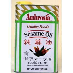 Ambrosia Sesame Oil, 56 oz. Tin with Spout  Grocery 
