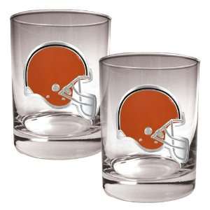  Cleveland Browns NFL 2pc Rocks Glass Set   Primary logo 