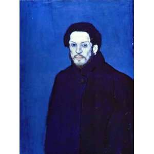  Oil Painting Self Portrait in Blue Period Pablo Picasso 