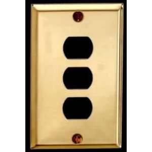  Switchplates Bright Solid Brass, Triple Interchangeable or 