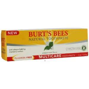 Burts Bees Oral Care Multicare Fluoride Free Toothpaste, Peppermint 4 