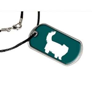 Persian Cat   Military Dog Tag Black Satin Cord Necklace