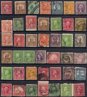   of 43 stamps 3¢ Lincoln, #720  3¢ Washington, singles, pairs  