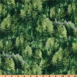  44 Wide Bear Mountain Woods Pine Green Fabric By The 