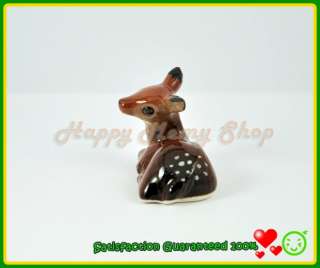   Porcelain​ Figurine Ceramic Animal Statue Cute Brown Deer Sitting