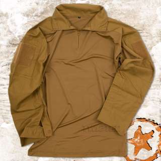 TACTICAL COMBAT SHIRT COYOTE, ZIPPED FRONT, AIRSOFT   PAINTBALL, S 