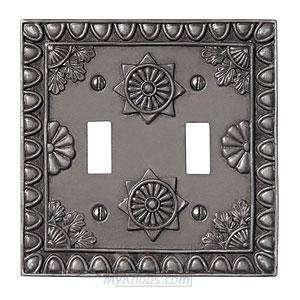  Old world amiens antique pewter double toggle switchplate 