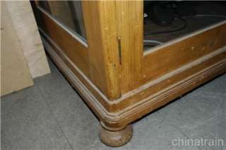   Knotty Pine 2 Glass Door & Sides Display Cabinet Wardrobe 1900s  