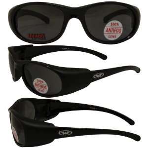  Bond Matte Black Motorcycle Glasses Anti fog Smoke Lenses 