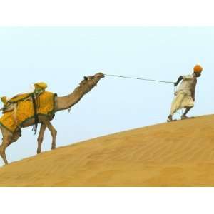  Man with Camel with Sam Sand Dunes, Thar Desert, Jaisalmer 