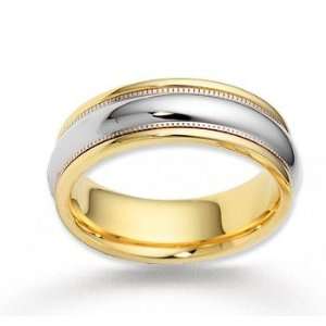  14k Two Tone Gold Grand Destiny Carved Wedding Band 