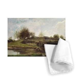 The Lock at Optevoz, 1855 (oil on canvas)    Tea Towel 100% Cotton 