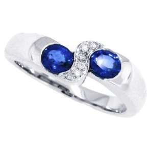  0.84CT Genuine Sapphire and Diamond Ring in 14Kt White 