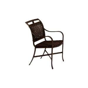   Cast Aluminum Wicker Arm Patio Dining Chair Smooth Snow Finish Patio