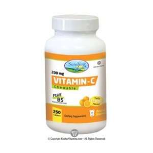 Sunshine Health Vitamin C 200 mg Chewable Plus B5 Animal Shapes Tasty 