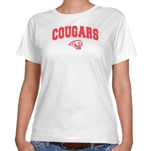  Houston Cougars Ladies White Mascot Arch Classic Fit T 