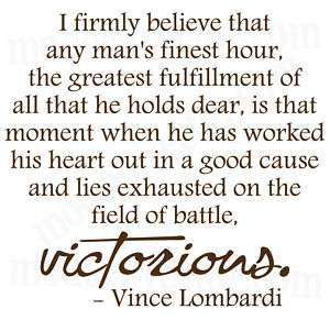 Vince Lombardi VICTORIOUS Vinyl Wall Quote Decal  