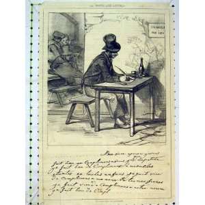  Antique Drawing C1875 Man Writing Table Poetry Print
