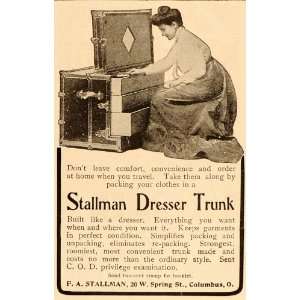  Vintage Ad Stallman Dresser Wardrobe Trunk Antique Travel Suitcase 