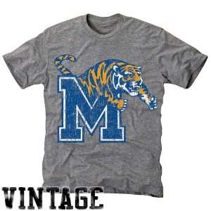  NCAA Memphis Tigers Ash Distressed Logo Vintage Tri Blend 